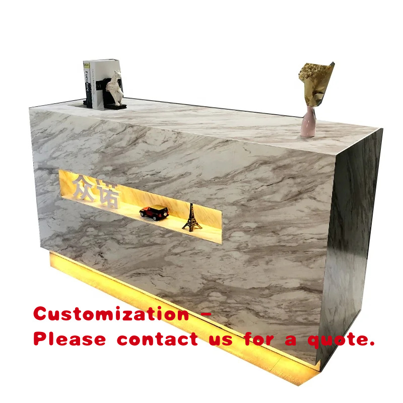 Desk Setup Simple - Modern Basit Spa Kasiyer Masası Beyaz