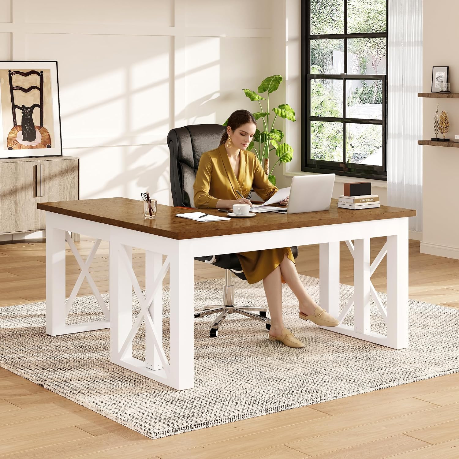 L Shaped Desk Setup - Çekmeceli L Şeklinde Ayakta Çalışma Masası,