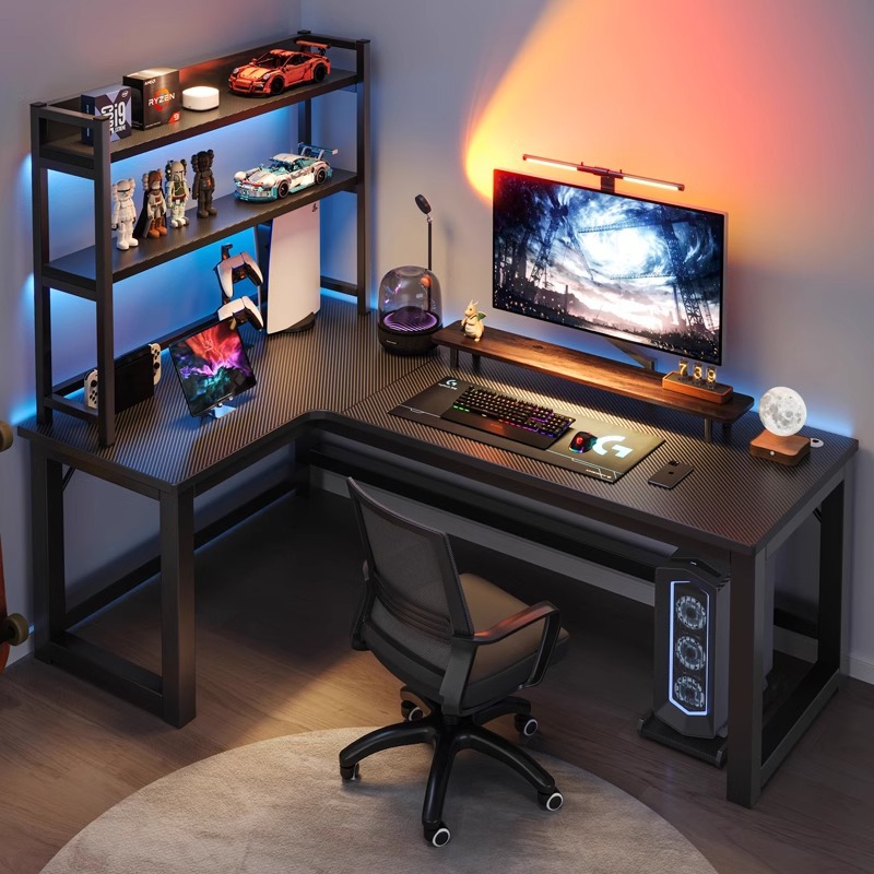 L Shaped Desk Setup - Bilgisayar masası Ev köşe masası Çalışma