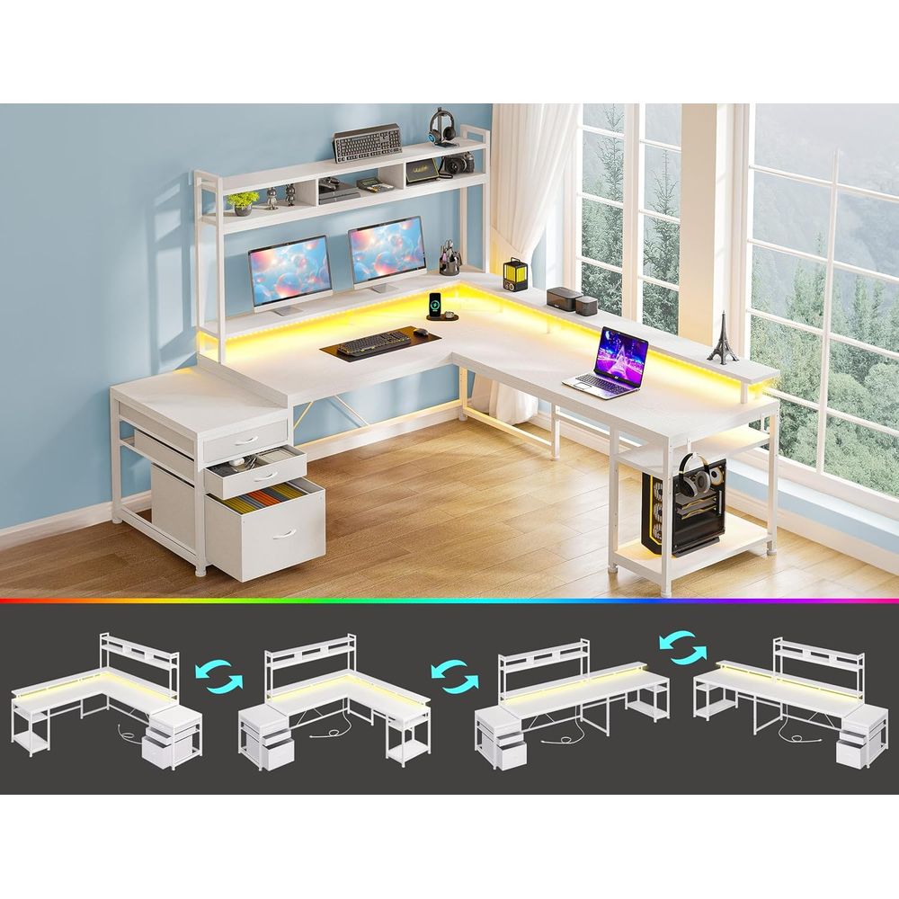 İki Kişilik Ev Ofisi için 104  - L Shaped Desk Setup incelemesi ve fiyatı