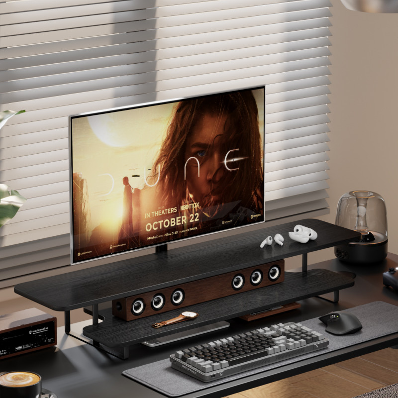 Ceviz Kaplama Monitör Standı Y - Desk Setup For Laptop And Monitor incelemesi ve fiyatı