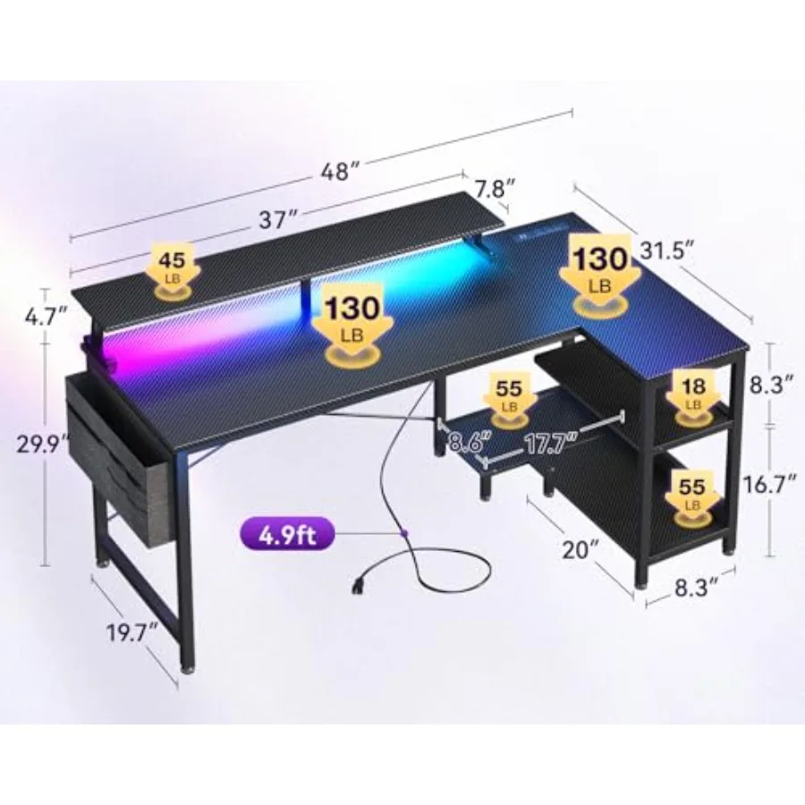 Ev Ofisi için LED Işıklar ve G - L Shaped Desk Setup incelemesi ve fiyatı