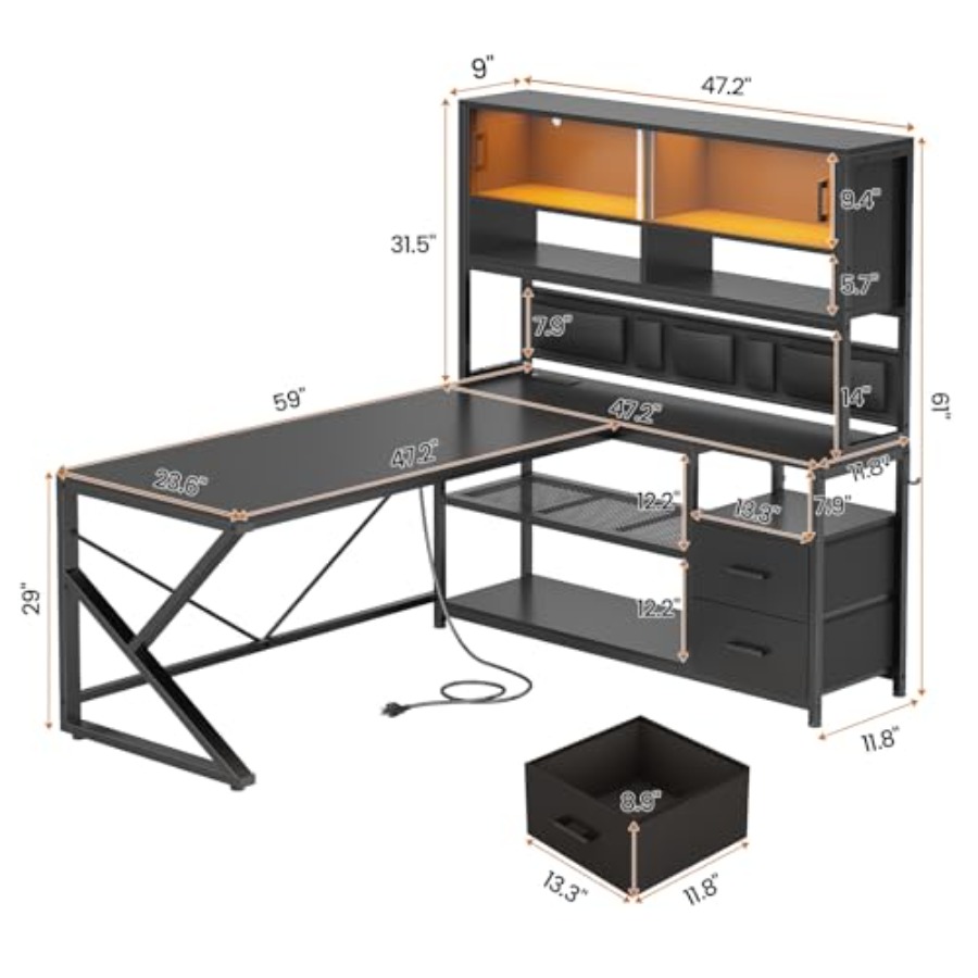 Depolama Raflı, 2 Çekmeceli, O - L Shaped Desk Setup incelemesi ve fiyatı