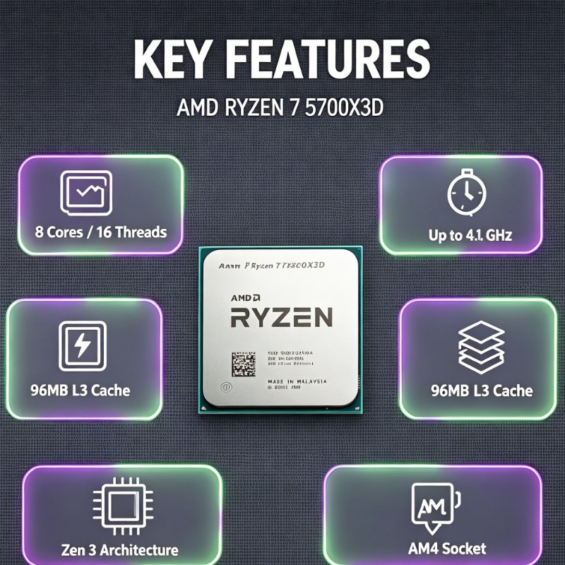 Ryzen 7 5700X3D Toplu Masaüstü - Amd Cpu Ryzen 7 incelemesi ve fiyatı